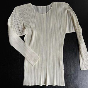 Issey Miyake Pleats Please white long sleeves